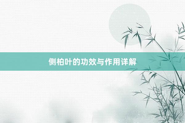 侧柏叶的功效与作用详解