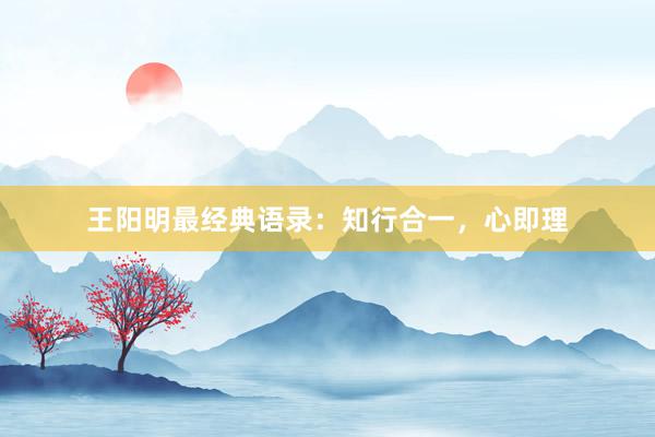 王阳明最经典语录：知行合一，心即理